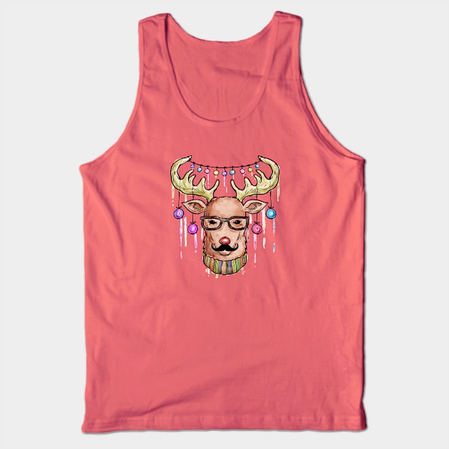 Christmas Gift Design, Christmas Clothing, Christmas Artwork, Christmas Deer Tank Top by Utopia Shop